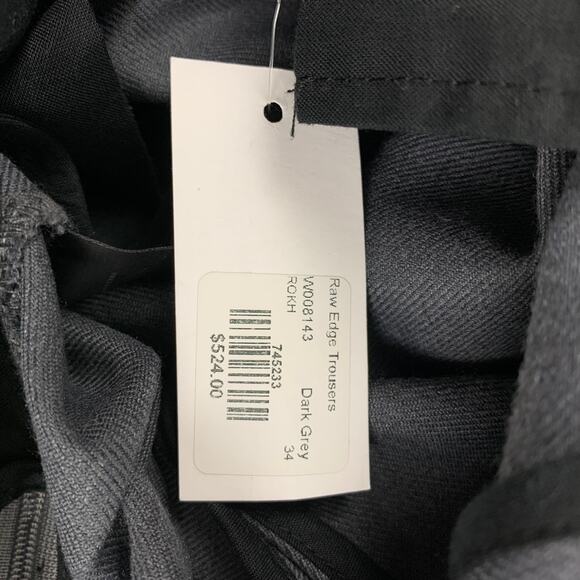 ROKH Size S Grey Twill Raw Edge Dress Pants - Picture 5 of 6